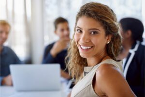 young woman learns how to break into tech